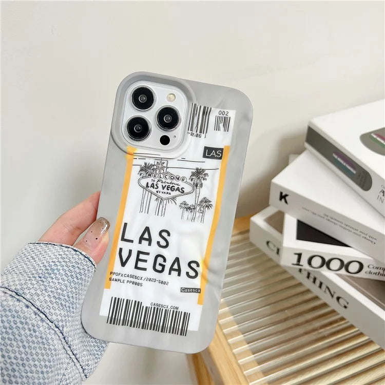 For iPhone 15 Pro Case Air Ticket Pattern Luminous TPU Phone Cover