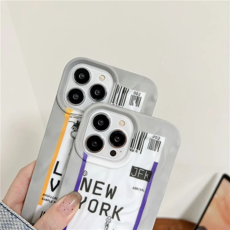 For iPhone 15 Pro Case Air Ticket Pattern Luminous TPU Phone Cover
