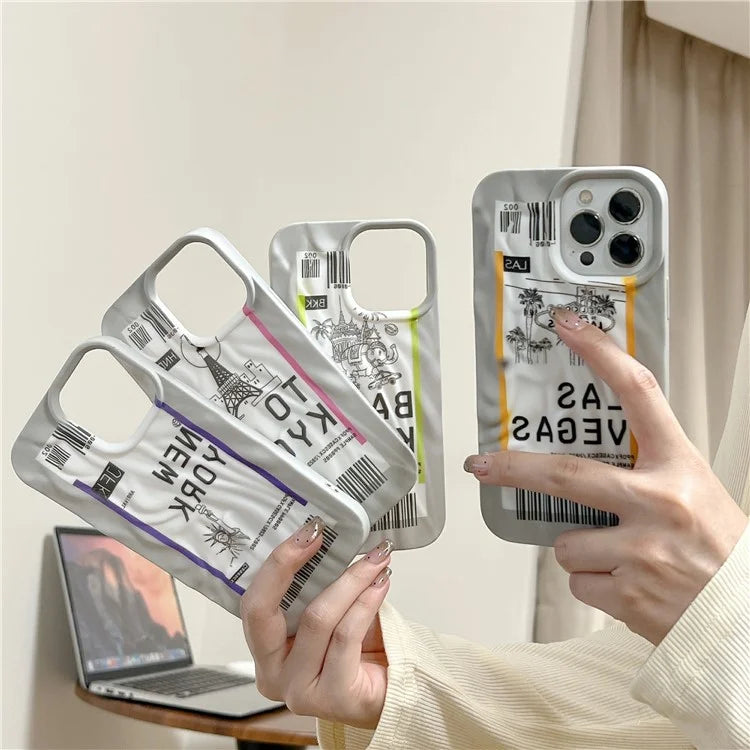 For iPhone 15 Pro Case Air Ticket Pattern Luminous TPU Phone Cover