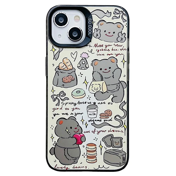 For iPhone 15 TPU Case IMD Bear Pattern Mobile Phone Cover Wholesale