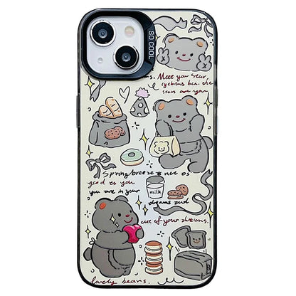 For iPhone 15 TPU Case IMD Bear Pattern Mobile Phone Cover Wholesale