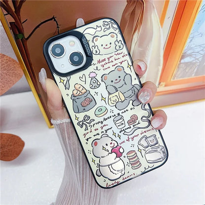 For iPhone 15 TPU Case IMD Bear Pattern Mobile Phone Cover Wholesale
