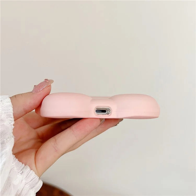 For iPhone 15 Pro Case Water Transfer Printing TPU 3D Pig Phone Cover