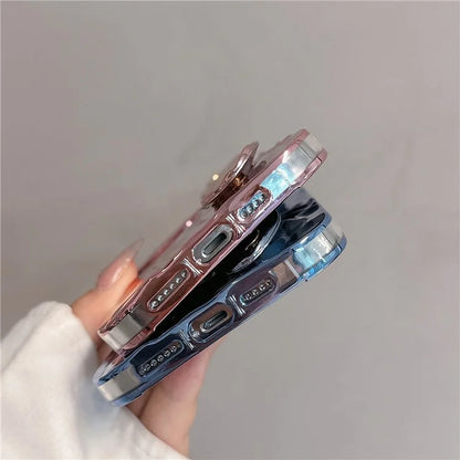 For iPhone 15 Pro Max Case Wrinkled TPU Electroplating Phone Cover with Wristband