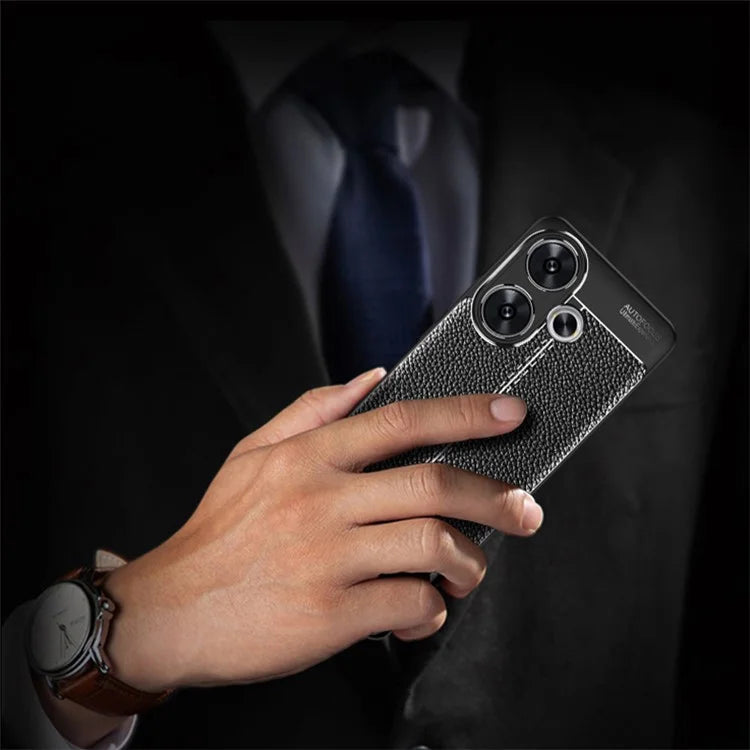 For Xiaomi Redmi Turbo 3 5G / Poco F6 5G Cell Phone Cases Non-Slip Grip Litchi Texture TPU Shell