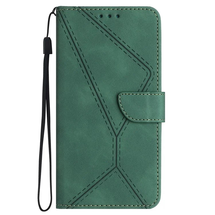 HT05 For Honor 200 Lite Case Lines Imprinted Leather Flip Magnetic Phone Cover