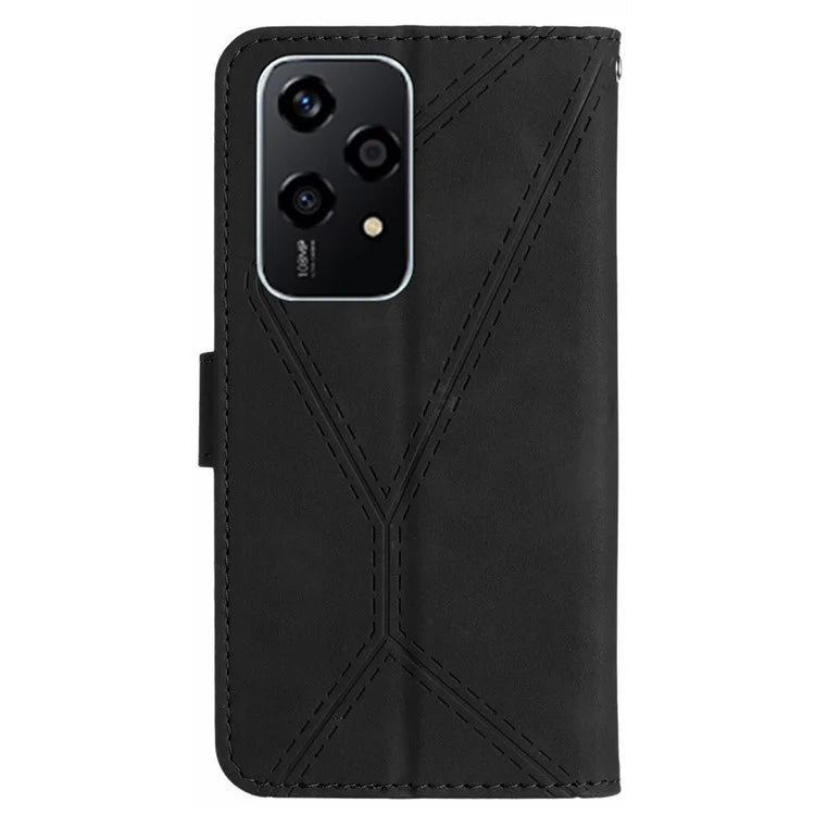 HT05 For Honor 200 Lite Case Lines Imprinted Leather Flip Magnetic Phone Cover