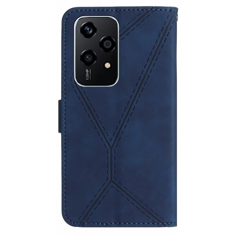 HT05 For Honor 200 Lite Case Lines Imprinted Leather Flip Magnetic Phone Cover