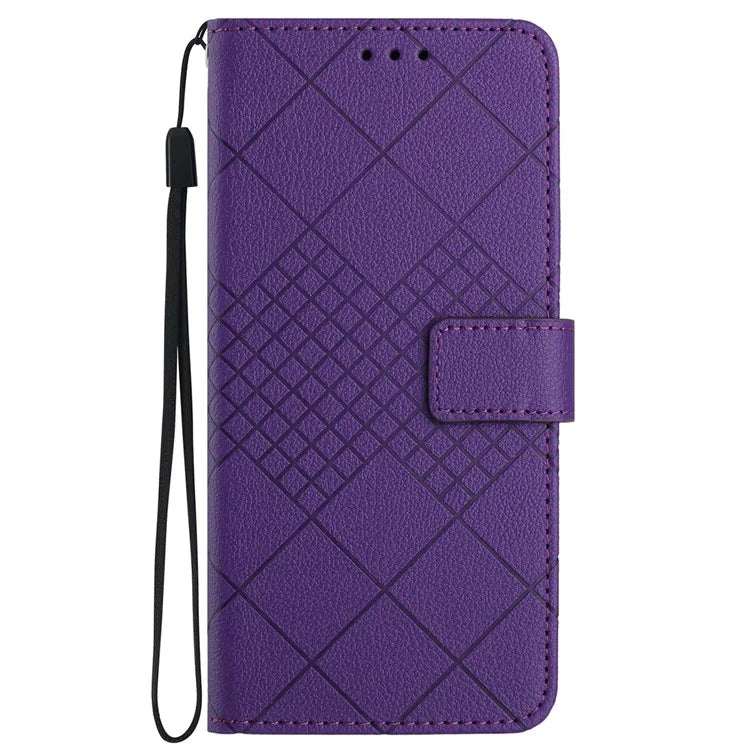 HT06 For Honor 200 Lite Magnetic Phone Case Rhombus Pattern Leather Stand Cover