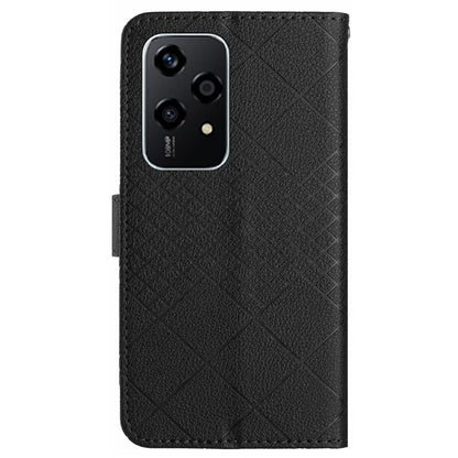 HT06 For Honor 200 Lite Magnetic Phone Case Rhombus Pattern Leather Stand Cover