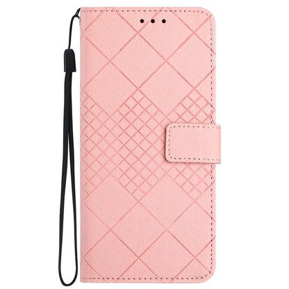 HT06 For Honor 200 Lite Magnetic Phone Case Rhombus Pattern Leather Stand Cover