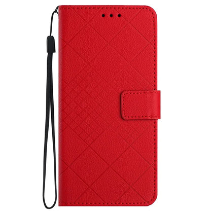 HT06 For Honor 200 Lite Magnetic Phone Case Rhombus Pattern Leather Stand Cover