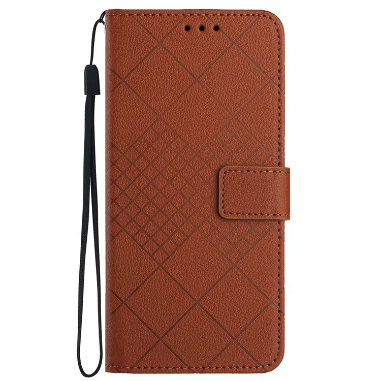 HT06 For Honor 200 Lite Magnetic Phone Case Rhombus Pattern Leather Stand Cover