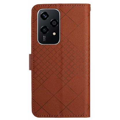 HT06 For Honor 200 Lite Magnetic Phone Case Rhombus Pattern Leather Stand Cover
