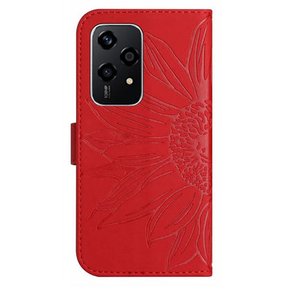 HT04 For Honor 200 Lite Case PU Leather Cell Phone Cover with Hand Strap Imprinted Sunflower Printed