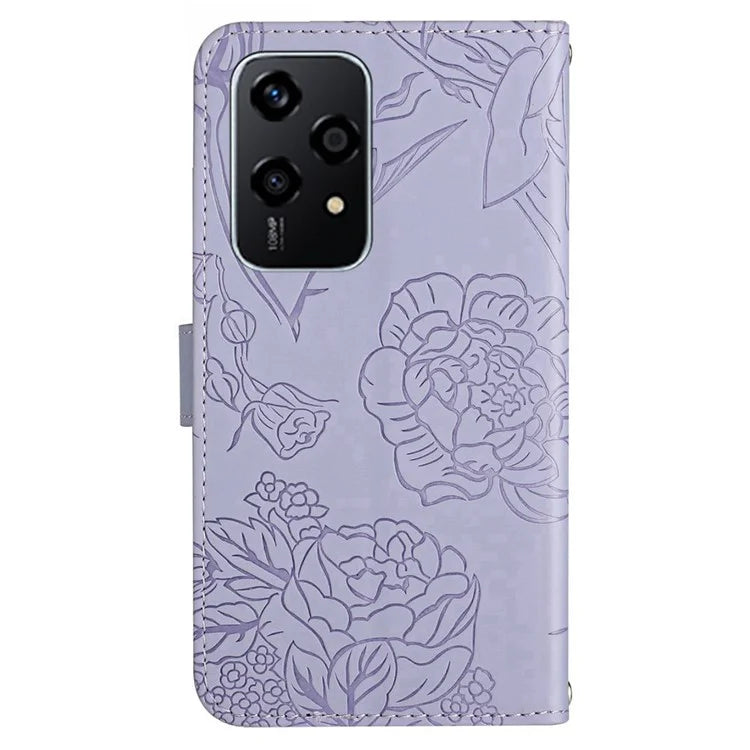 HT03 For Honor 200 Lite Leather Case Imprinted Full Protection Phone Wallet Cover with Strap