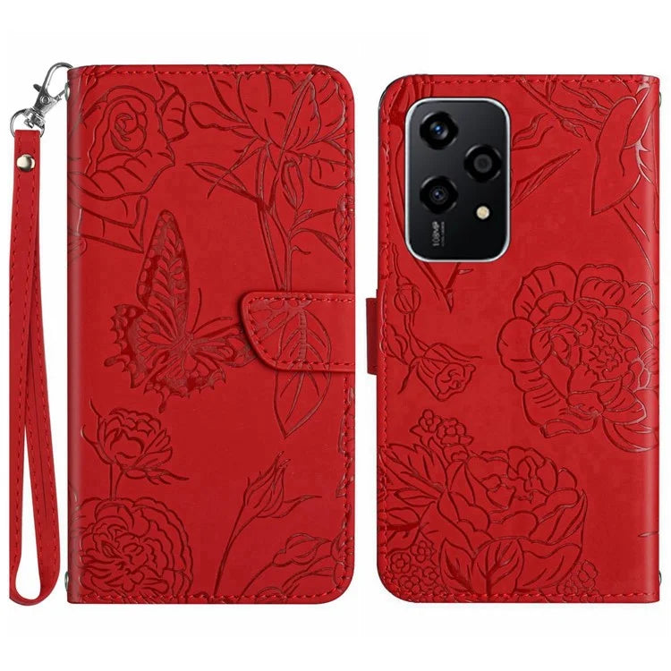 HT03 For Honor 200 Lite Leather Case Imprinted Full Protection Phone Wallet Cover with Strap