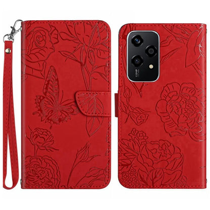 HT03 For Honor 200 Lite Leather Case Imprinted Full Protection Phone Wallet Cover with Strap