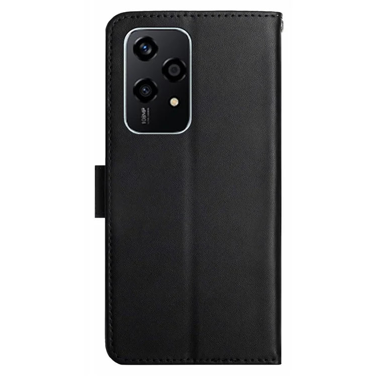 HT02 For Honor 200 Lite Case Genuine Cow Leather Phone Shell Nappa Texture Stand Cover