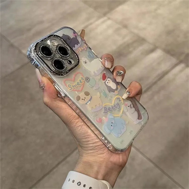 Wholesale Phone Supplies for iPhone 15 Pro Max Cases Cartoon Pattern PC+TPU Cover with Shell Texture