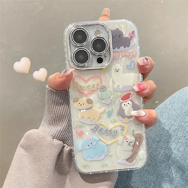 For iPhone 12 Pro Max PC+TPU Phone Shell Wholesale Phone Cases with Cartoon Pattern+Shell Texture
