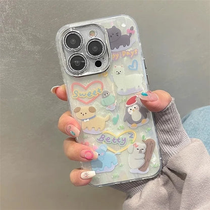 For iPhone 12 Pro Max PC+TPU Phone Shell Wholesale Phone Cases with Cartoon Pattern+Shell Texture
