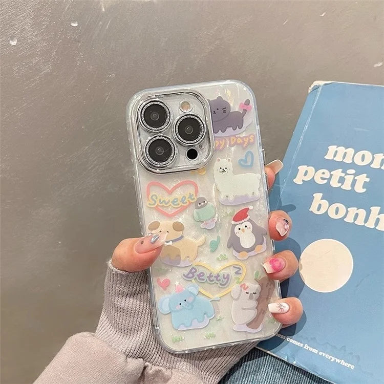 For iPhone 14 Pro Wholesale Phone Cases Cartoon Pattern PC+TPU Phone Shell with Shell Texture