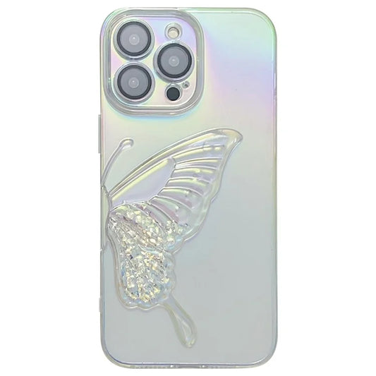For iPhone 12 Pro Max Case TPU Quicksand Phone Shell with Glass Lens Film Butterfly Design