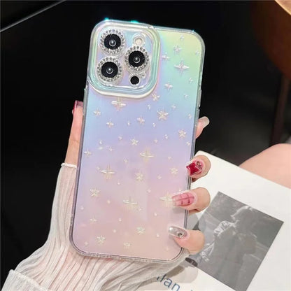 For iPhone 12 Pro Max Case Stars Design Gradient Shockproof TPU Phone Cover