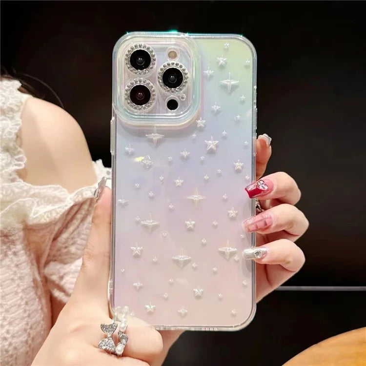 For iPhone 12 Pro Max Case Stars Design Gradient Shockproof TPU Phone Cover