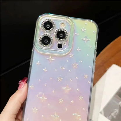 For iPhone 12 Pro Max Case Stars Design Gradient Shockproof TPU Phone Cover