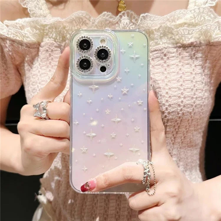For iPhone 12 Pro Max Case Stars Design Gradient Shockproof TPU Phone Cover