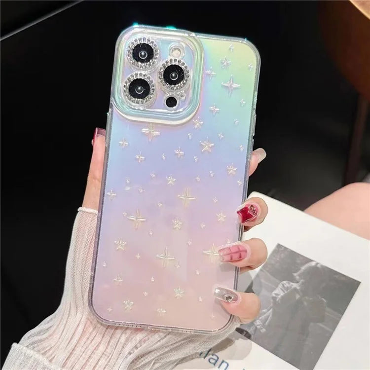 For iPhone 13 Pro Case Stars Design Gradient Scratch Resistant TPU Phone Cover