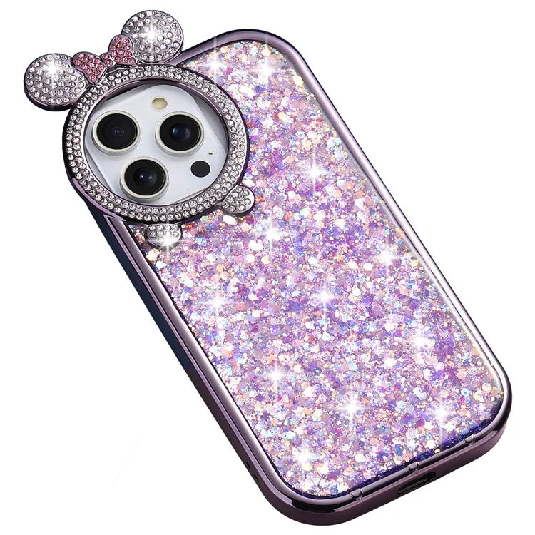 For iPhone 14 Pro Max Cell Phone Case Rhinestone Decor Epoxy Sequins TPU Cover