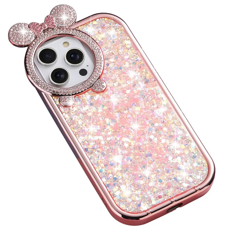 For iPhone 14 Pro Max Cell Phone Case Rhinestone Decor Epoxy Sequins TPU Cover