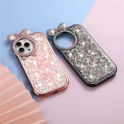 For iPhone 14 Pro Max Cell Phone Case Rhinestone Decor Epoxy Sequins TPU Cover