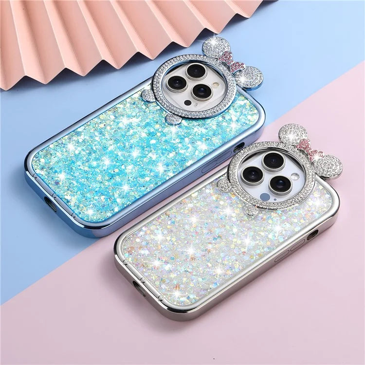For iPhone 14 Pro Max Cell Phone Case Rhinestone Decor Epoxy Sequins TPU Cover