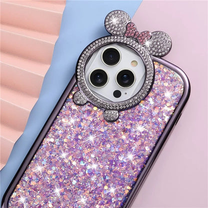 For iPhone 14 Pro Max Cell Phone Case Rhinestone Decor Epoxy Sequins TPU Cover