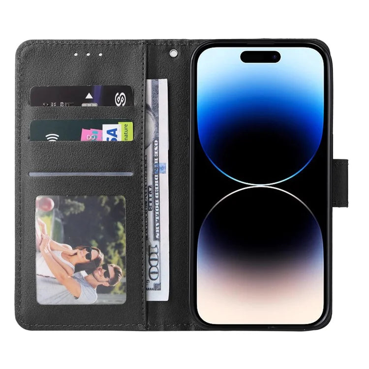 For iPhone 14 Pro Case Anti-fall PU Leather Stand Flip Phone Cover with Magnetic Clasp