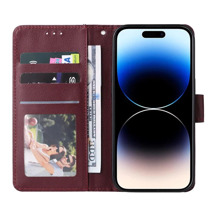 For iPhone 14 Pro Case Anti-fall PU Leather Stand Flip Phone Cover with Magnetic Clasp