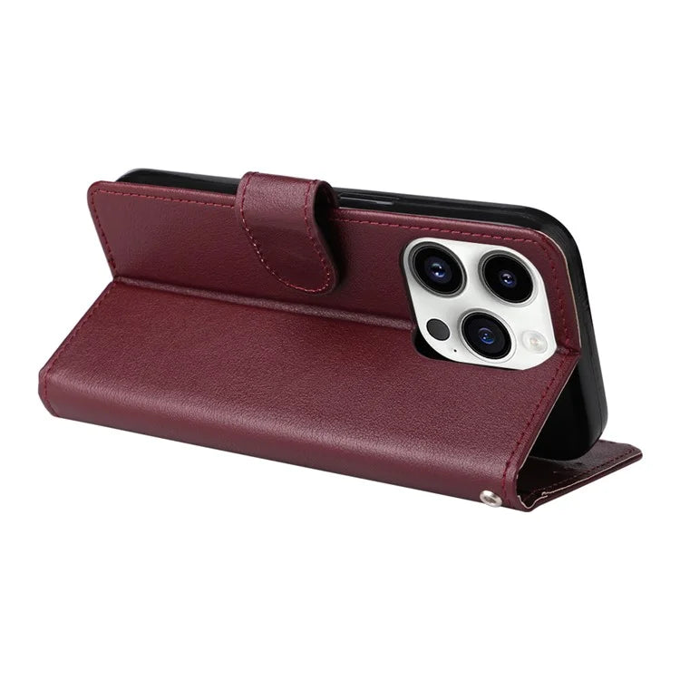 For iPhone 14 Pro Case Anti-fall PU Leather Stand Flip Phone Cover with Magnetic Clasp