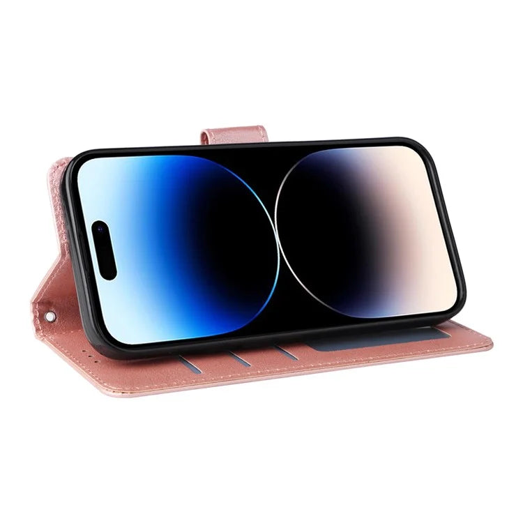 For iPhone 14 Pro Case Anti-fall PU Leather Stand Flip Phone Cover with Magnetic Clasp