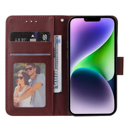 For iPhone 14 Protective Case Anti-Drop PU Leather Wallet Phone Cover