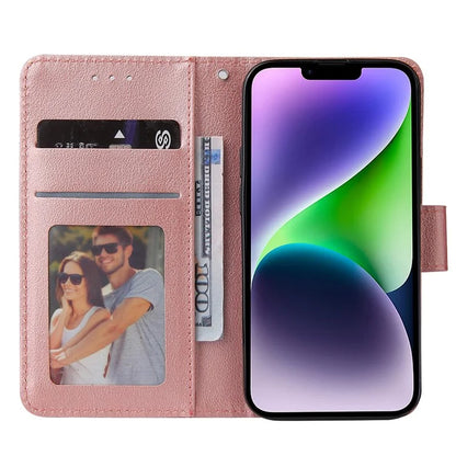 For iPhone 14 Protective Case Anti-Drop PU Leather Wallet Phone Cover