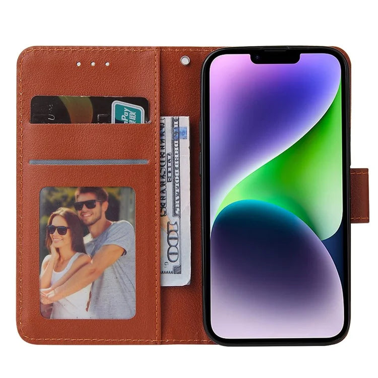 For iPhone 14 Protective Case Anti-Drop PU Leather Wallet Phone Cover