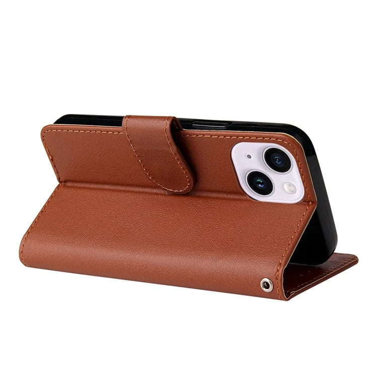 For iPhone 14 Protective Case Anti-Drop PU Leather Wallet Phone Cover