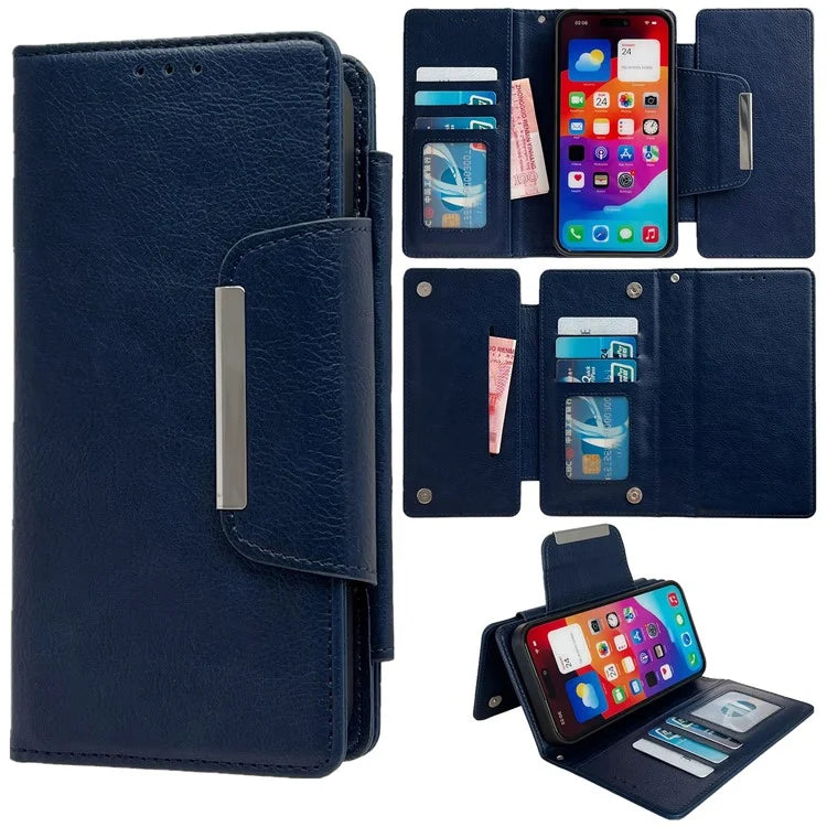 For iPhone 15 Pro Case PU Leather Detachable Folio Wallet Phone Cover