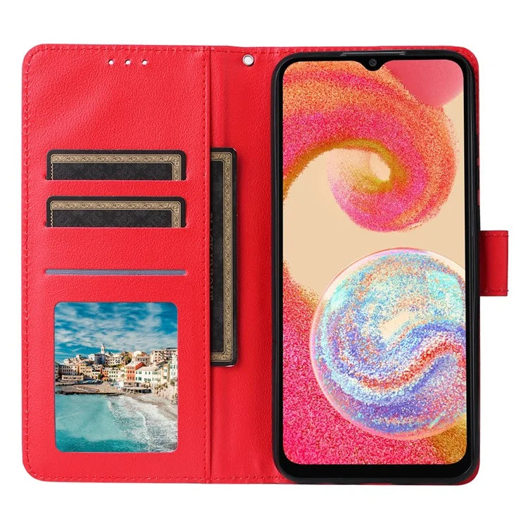 For Samsung Galaxy A04e 4G / F04 4G / M04 4G Case 3 Card Holders PU Leather Phone Stand Cover