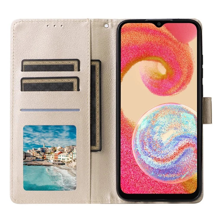 For Samsung Galaxy A04e 4G / F04 4G / M04 4G Case 3 Card Holders PU Leather Phone Stand Cover