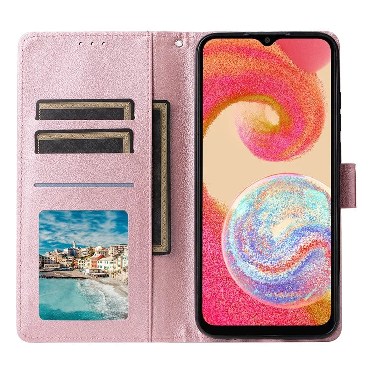 For Samsung Galaxy A04e 4G / F04 4G / M04 4G Case 3 Card Holders PU Leather Phone Stand Cover